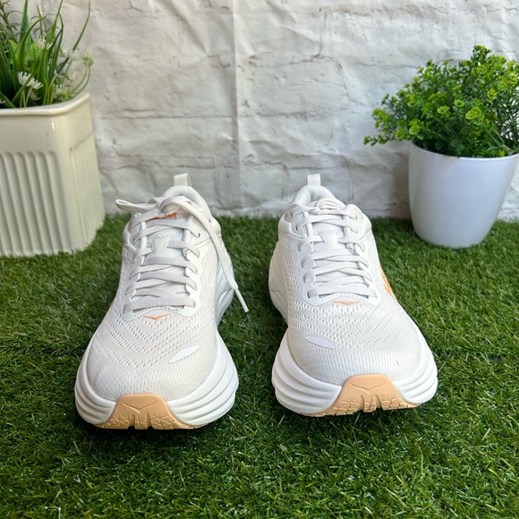 HOKA Bondi 8 sneakers women size 7.5 White /Cantaloupe New Season Women - Picture 12 of 16